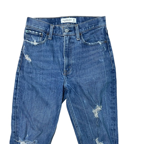 Abercrombie & Fitch Women’s Medium Wash Distressed  High Rise Mom Jeans - Picture 3 of 8